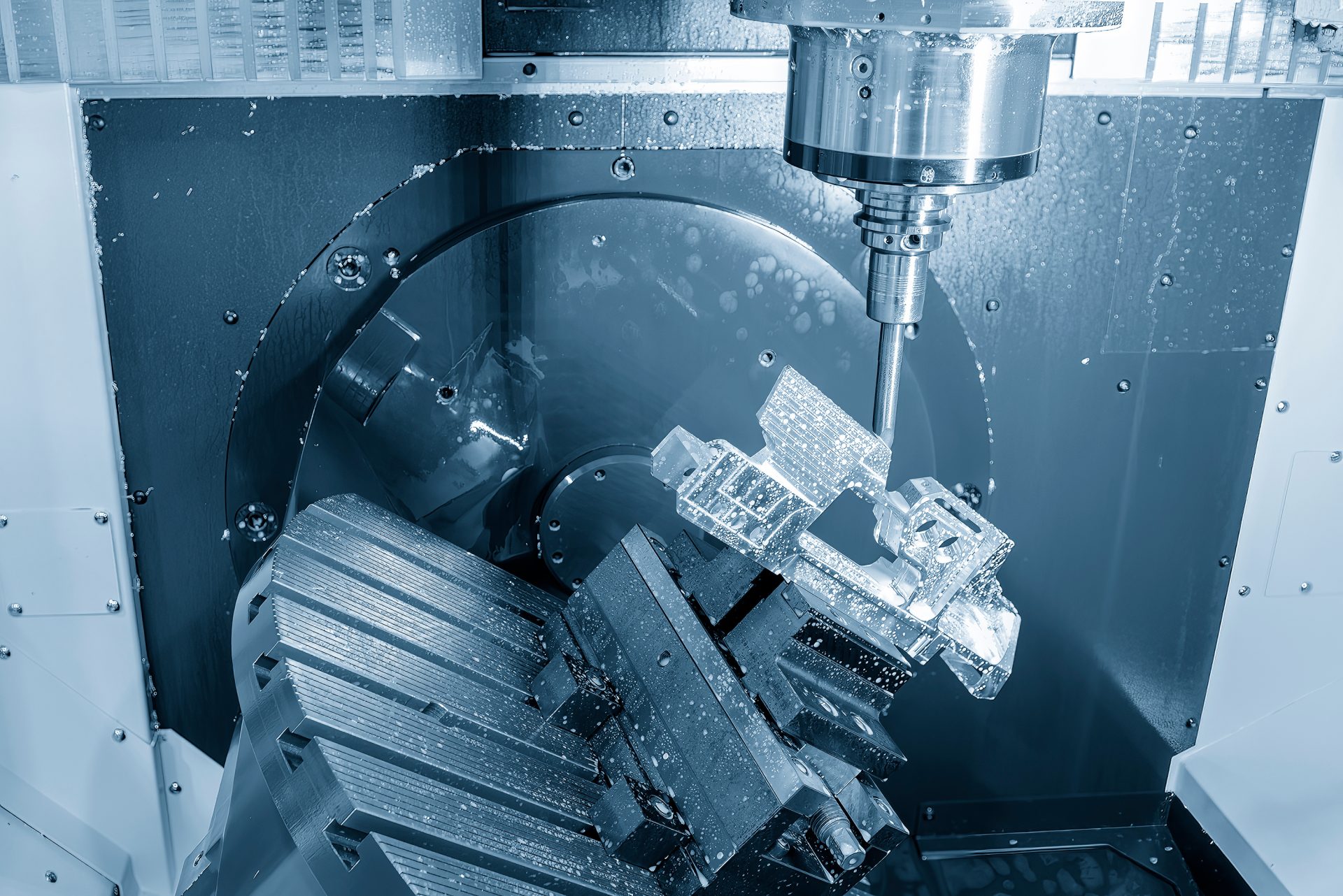 The hi-precision automotive manufacturing process by multi-axis CNC milling machine.